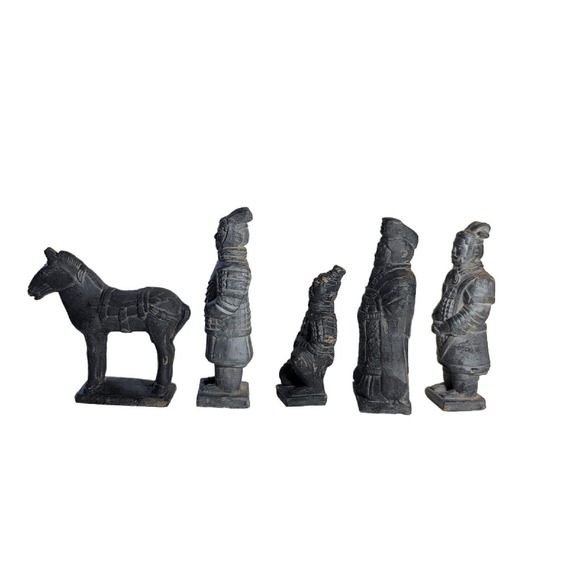 Terracotta Warrior Army Statues Figures Xin China Lot of 5 Horse Kneeling - Picture 7 of 10